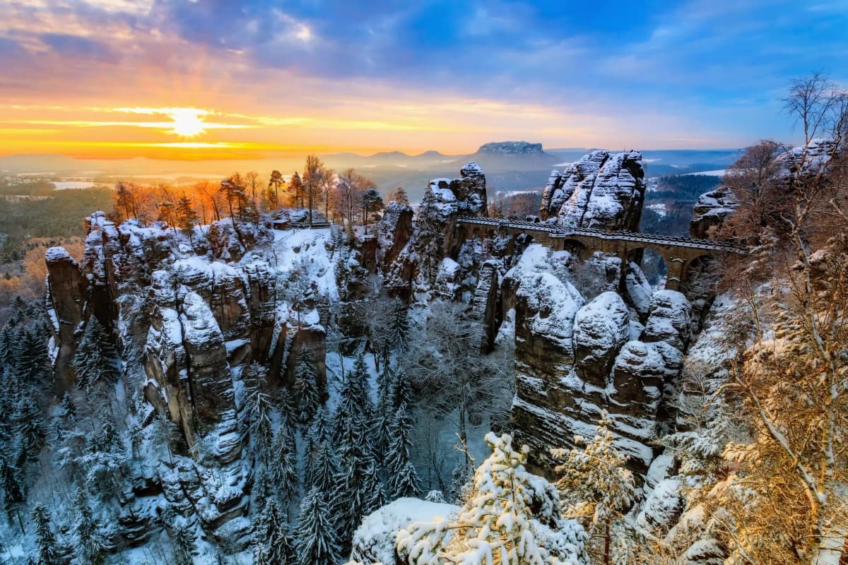 Most Bastei v zimě