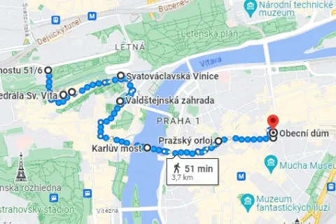 Prague Walking Tour with Saxon Tours Map